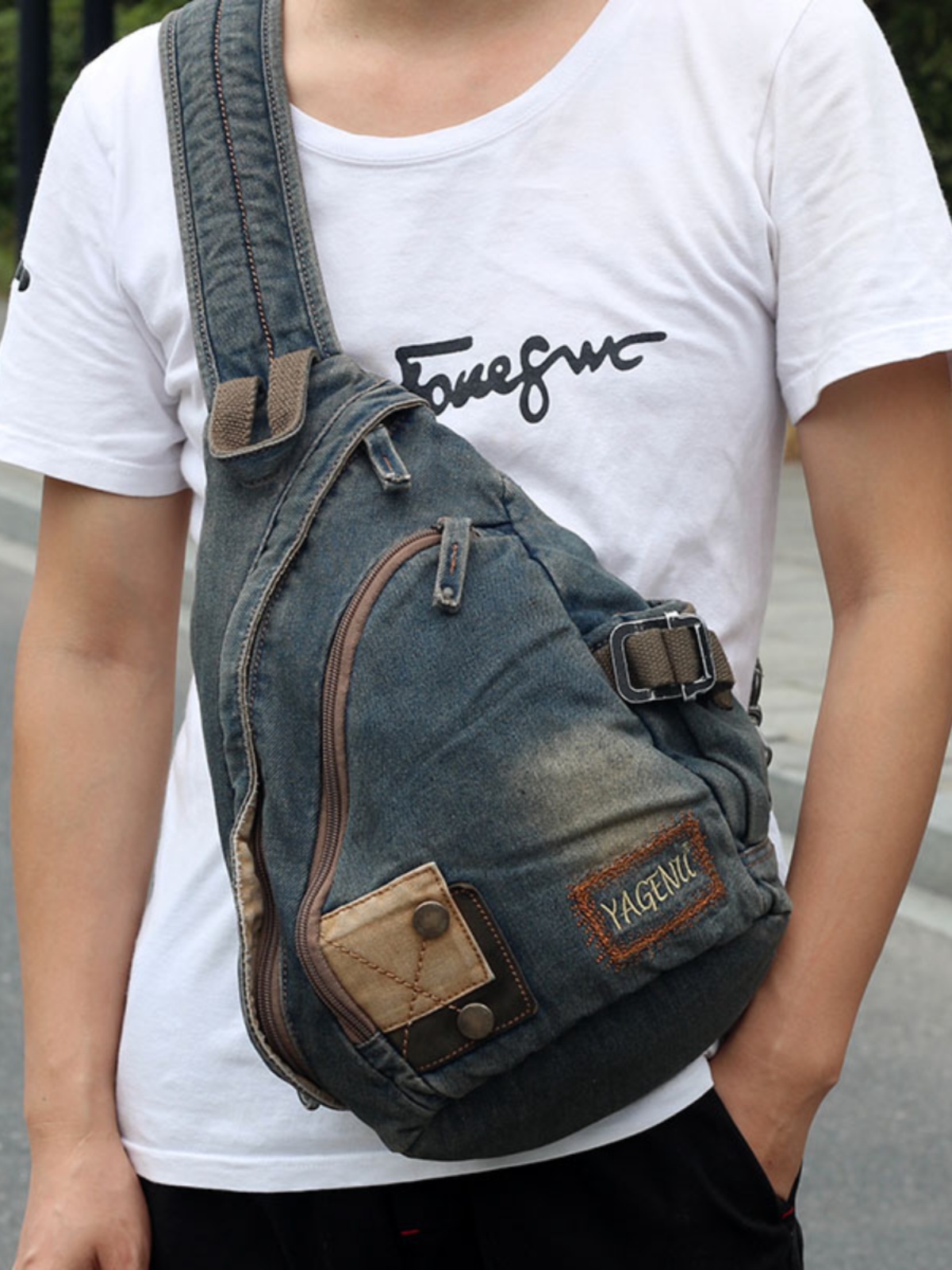 Retro Vintage Korean Fashion - Retro Denim Crossbody Bag Unisex Casual