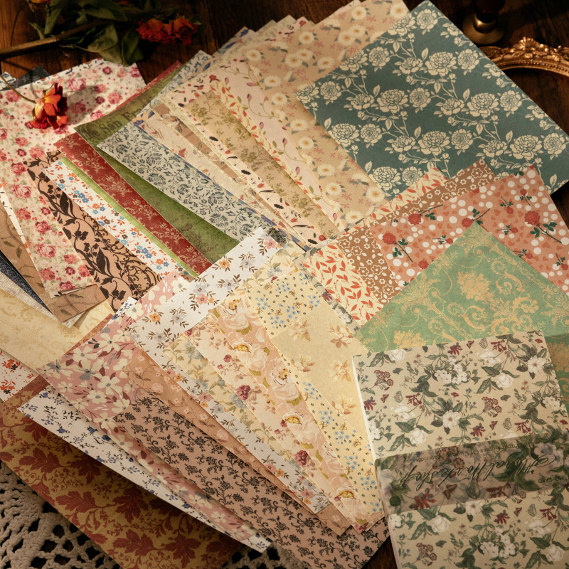 Vintage Fashion Magazines - 100 Sheets Vintage INS Floral pattern