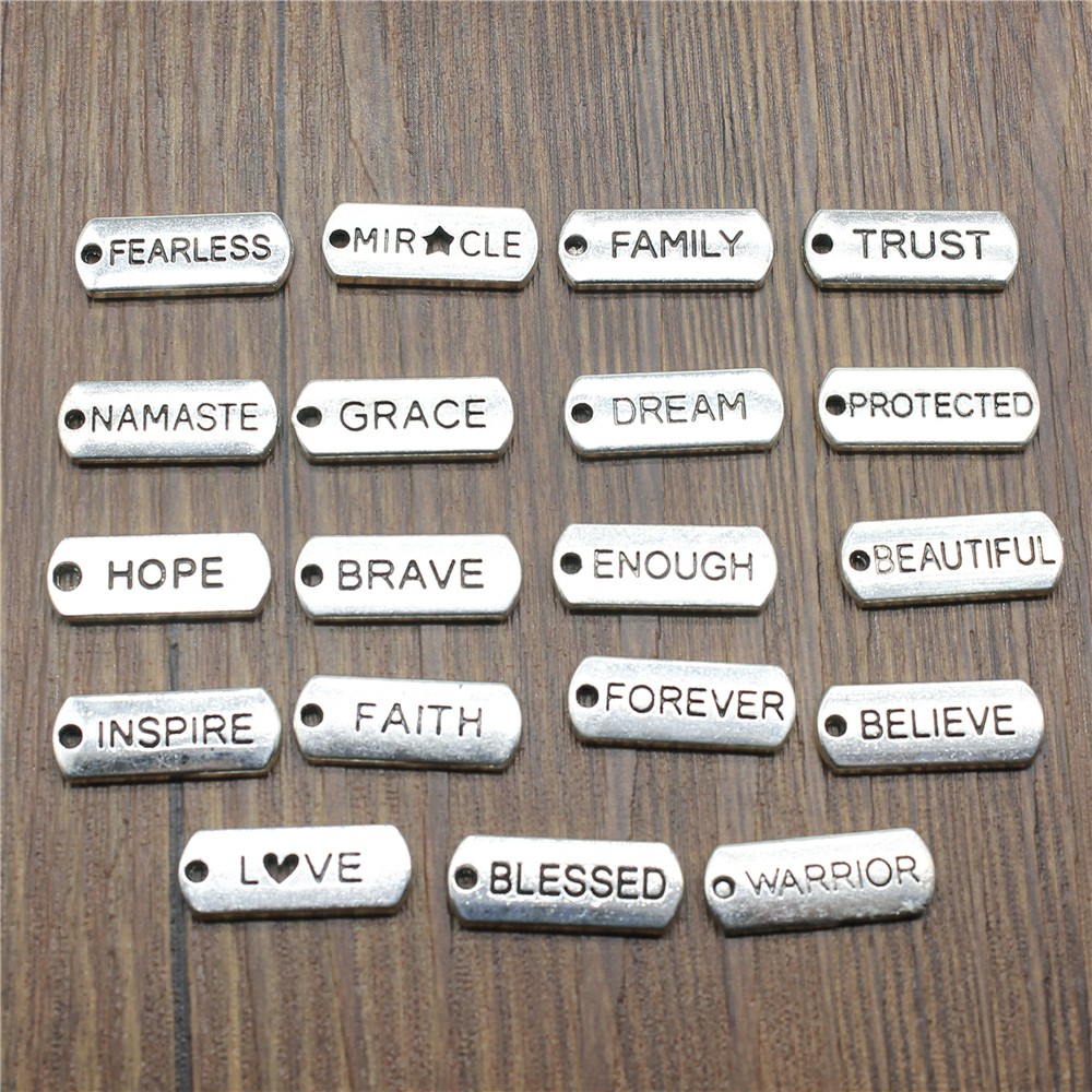 Vintage Fashion Tags - 10pcs Word Tags Pendant Charms Antique