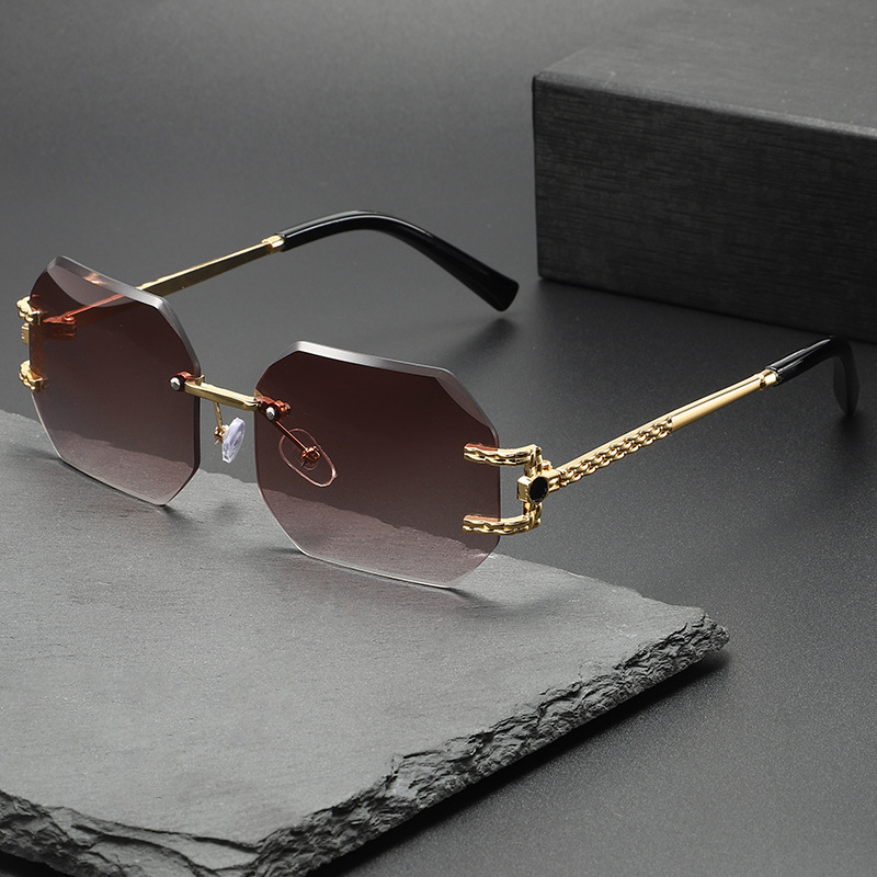 Vintage Fashion Wear - Unisex Small Rectangle Rimless Vintage Sunglasses