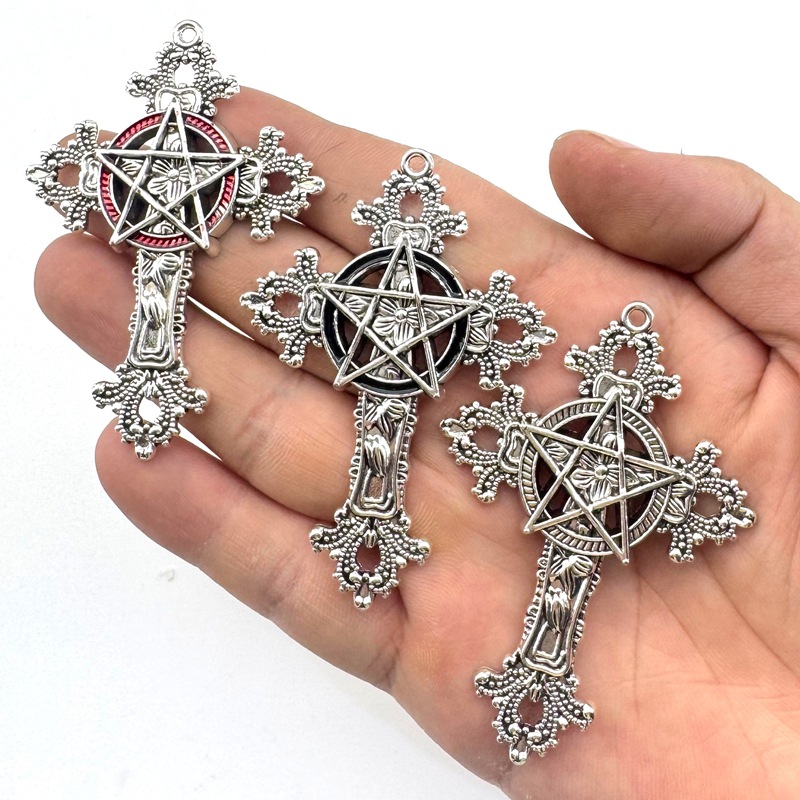 Vintage Fashion Words - 2pcs 30x15mm Gothic Big Cross Star