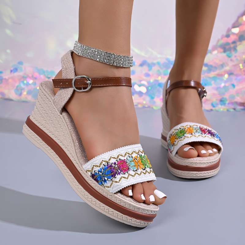 Vintage Fashion Style - Summer Bohemian Style Braided Women's Heeled