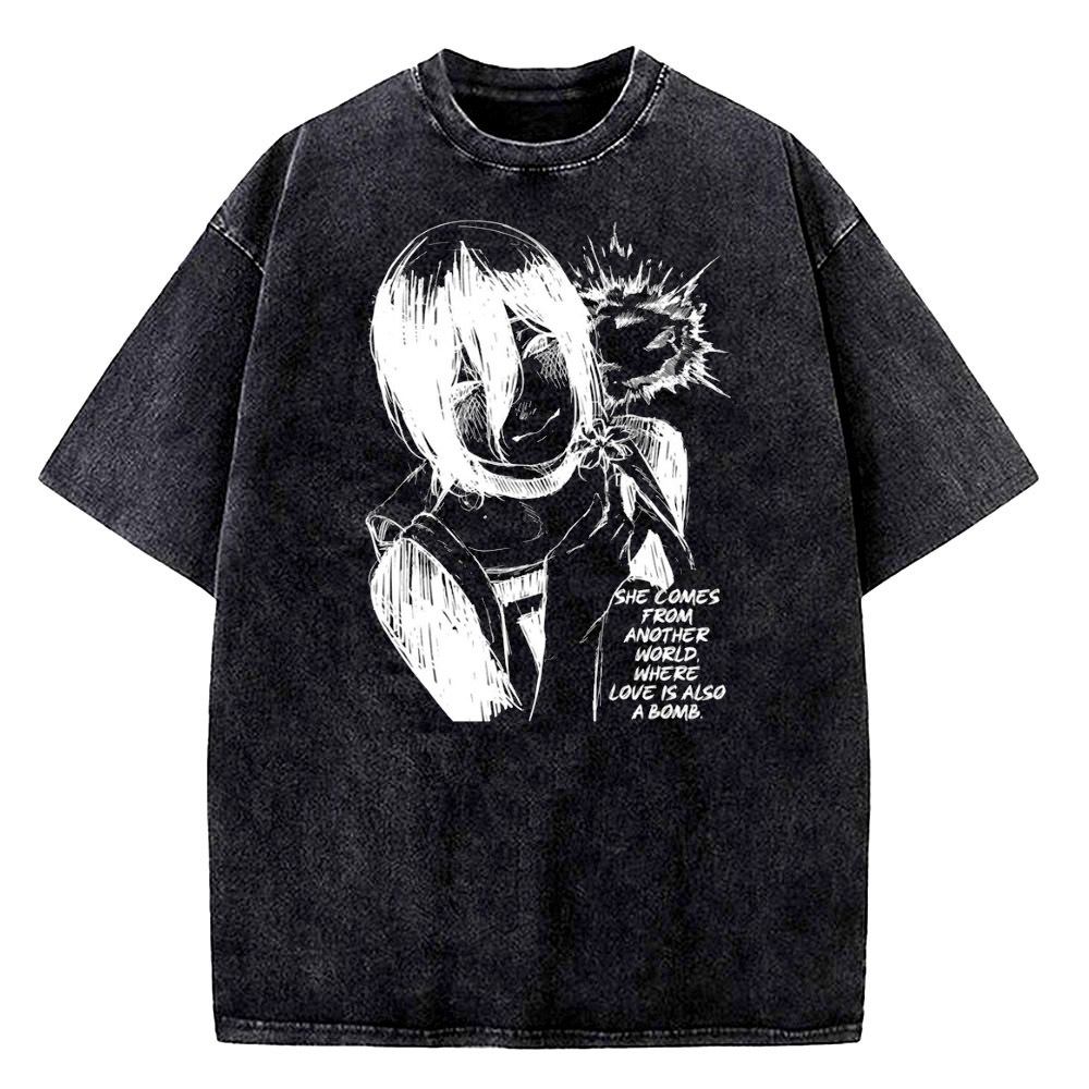 Retro Vintage Korean Fashion - Reze Vintage Washed cotton teen University