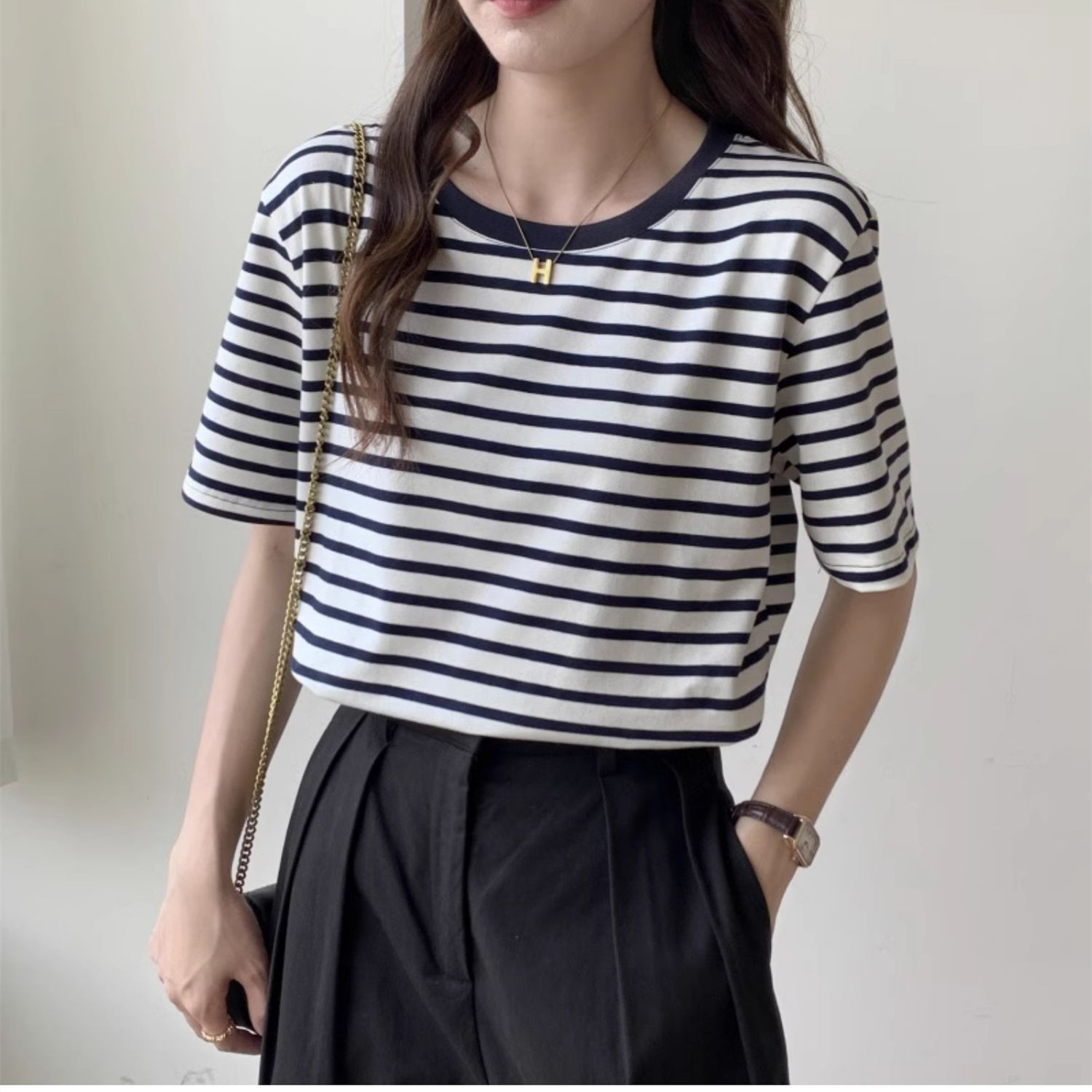 Retro Vintage Korean Fashion - Vintage Striped T-shirt Women Retro Y2K