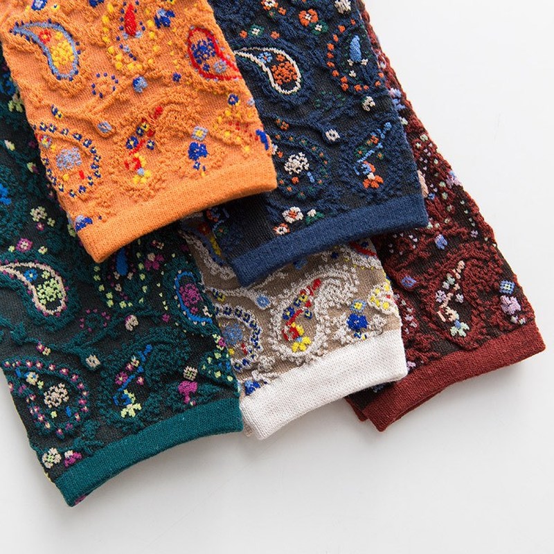 Retro Vintage Korean Fashion - 2025 Floral Print Cotton Long Socks