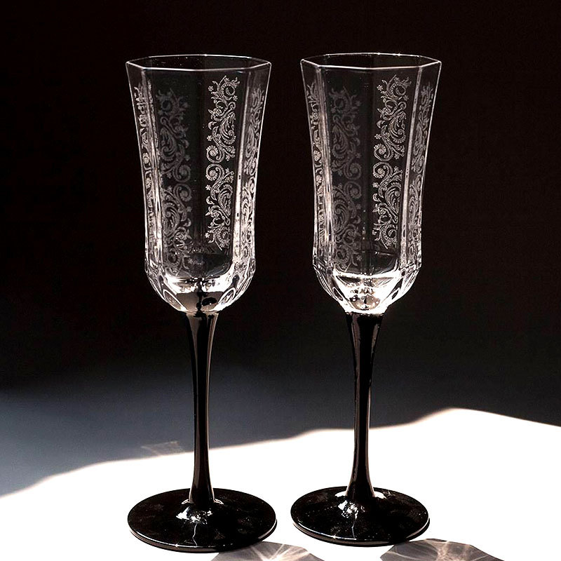 French Vintage Fashion - French Vintage Champagne Glass Black Swan