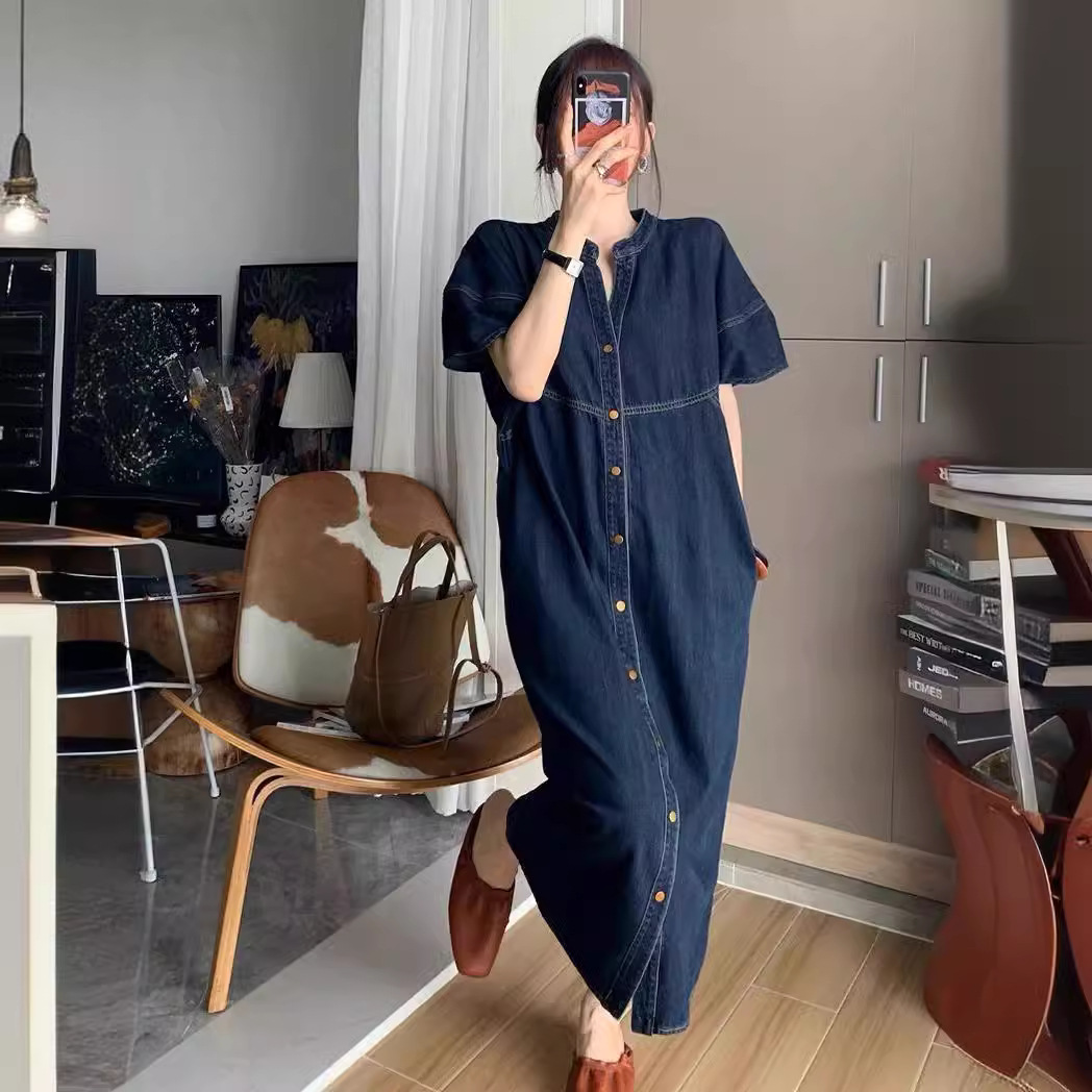French Vintage Fashion - New French Vintage Loose Denim Long