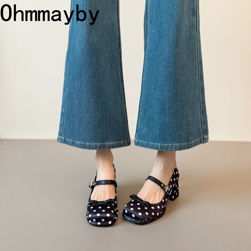 Vintage Thick Heel Polka Dot W - Vintage Fashion Wear ulasan dan harga