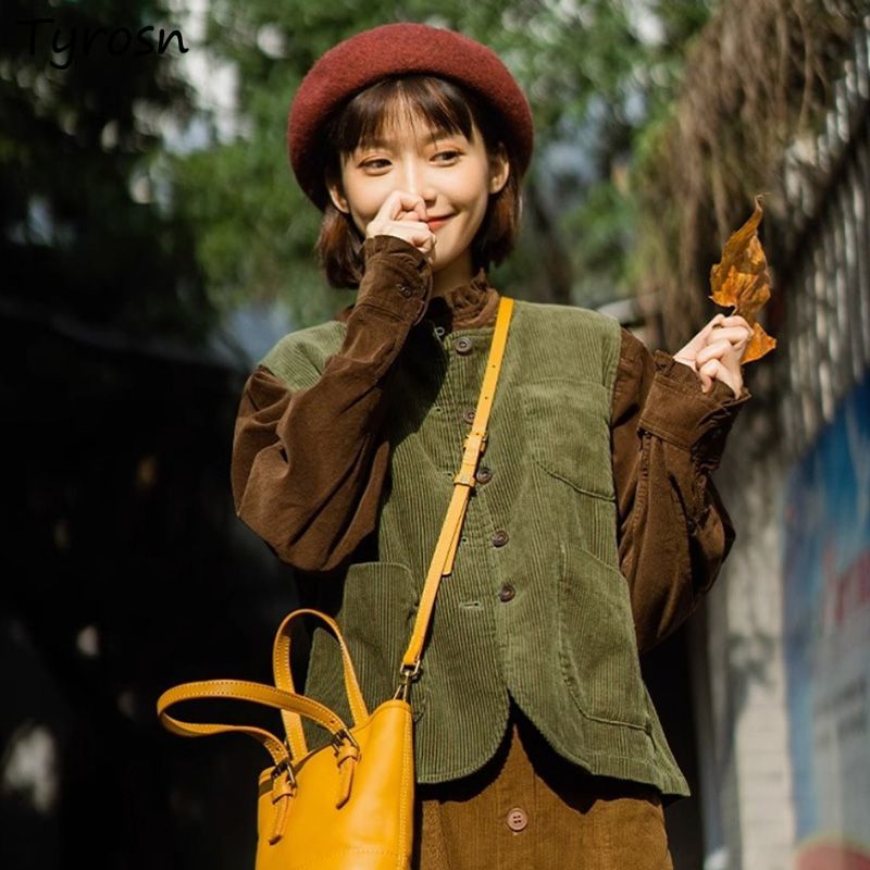 Vest Women Corduroy Retro Vint - Retro Vintage Korean Fashion ulasan dan harga