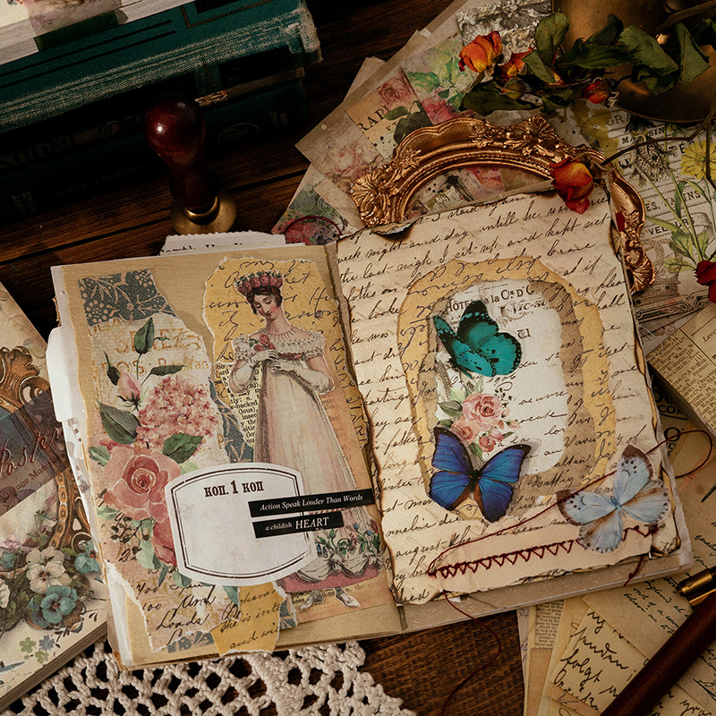 100 Sheets Vintage INS Floral  - Vintage Fashion Magazines ulasan dan harga
