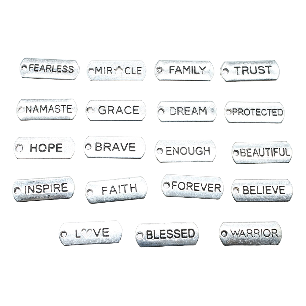 10pcs Word Tags Pendant Charms - Vintage Fashion Tags ulasan dan harga