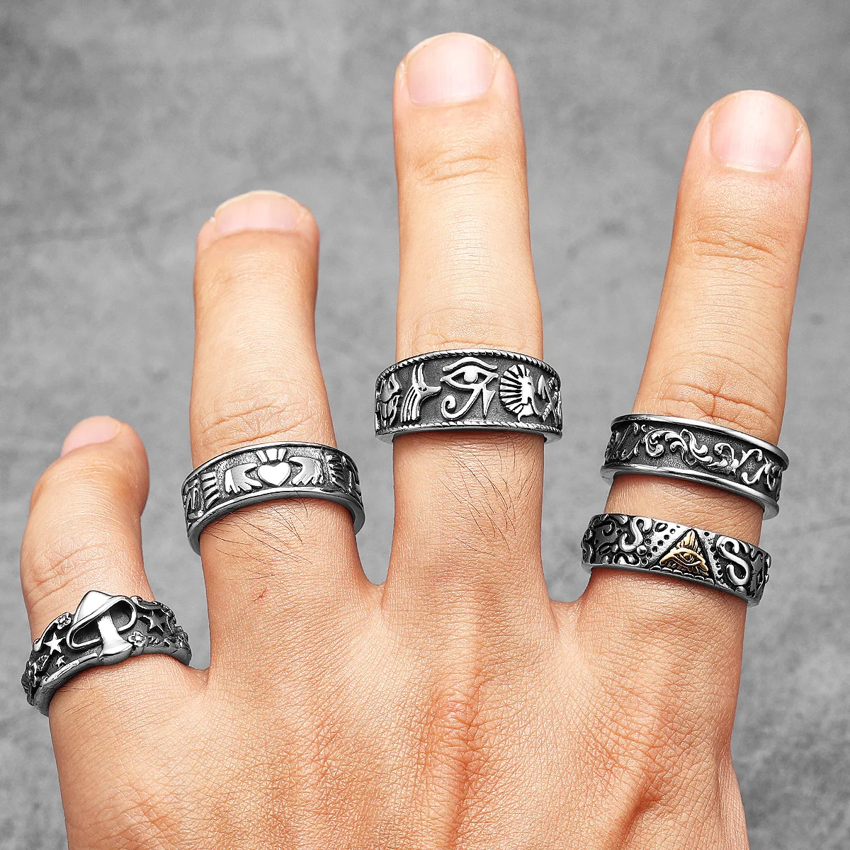 Mushroom Star Men Rings Stainl - Vintage Fashion Newtown ulasan dan harga