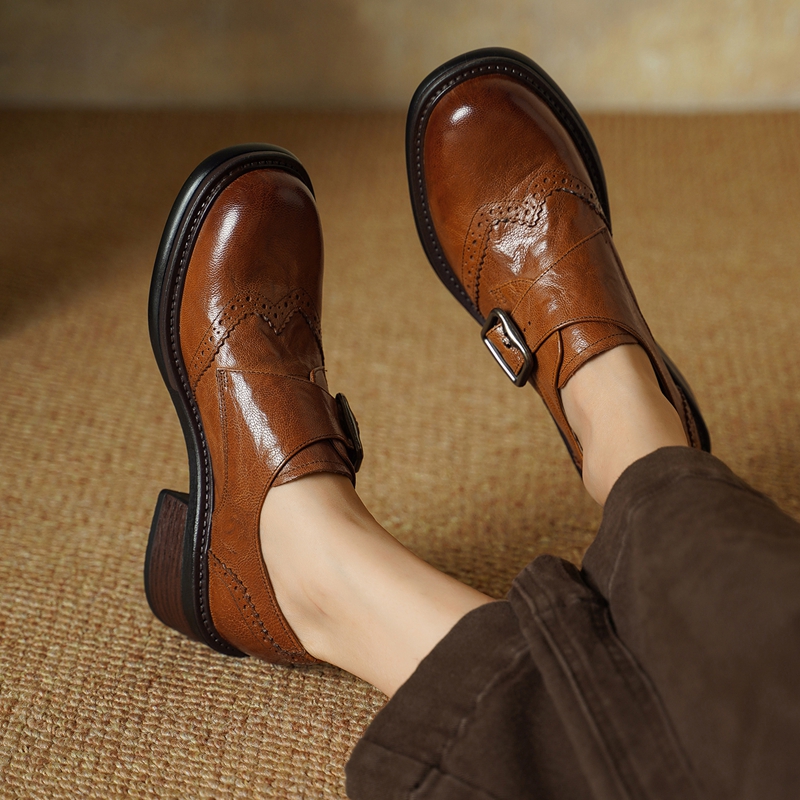 2027 New Buckle Brogue Shoes f - Vintage Fashion Style ulasan dan harga
