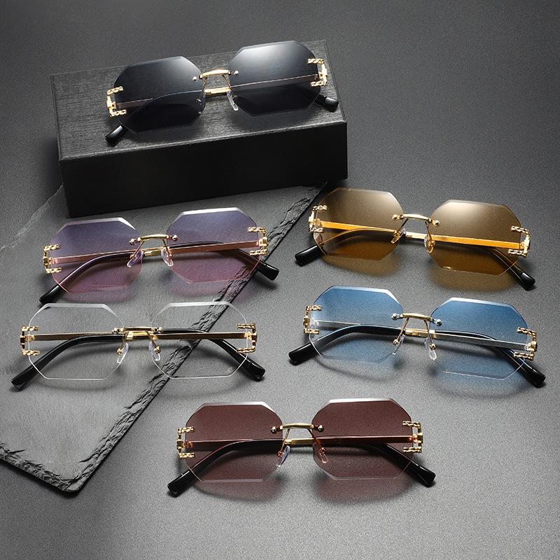 Unisex Small Rectangle Rimless - Vintage Fashion Wear ulasan dan harga