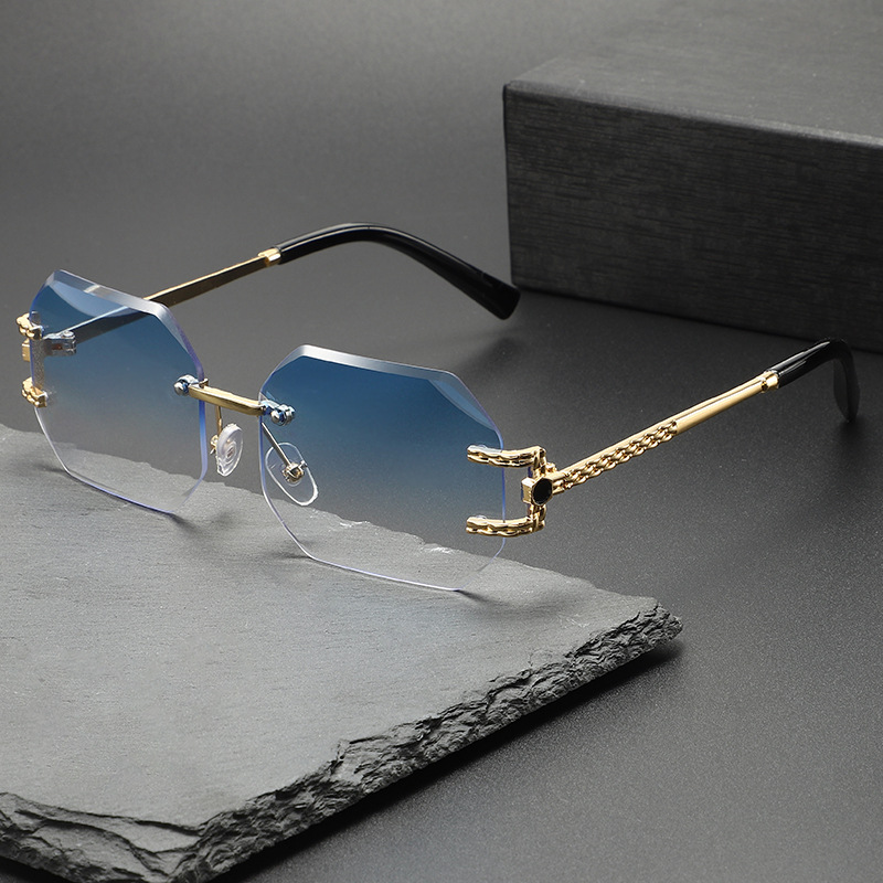 Unisex Small Rectangle Rimless - Vintage Fashion Wear ulasan dan harga