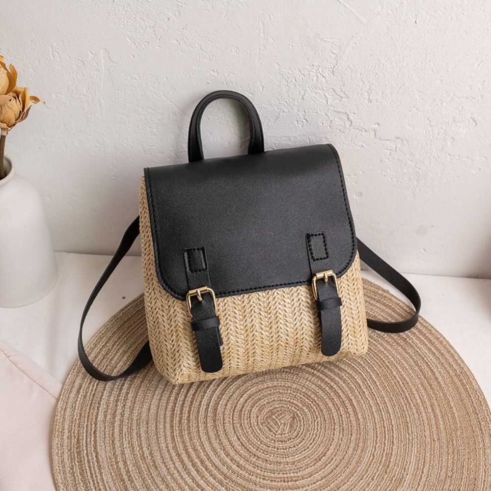 Versatile Bag PU Leather Straw - Vintage Fashion Looks ulasan dan harga