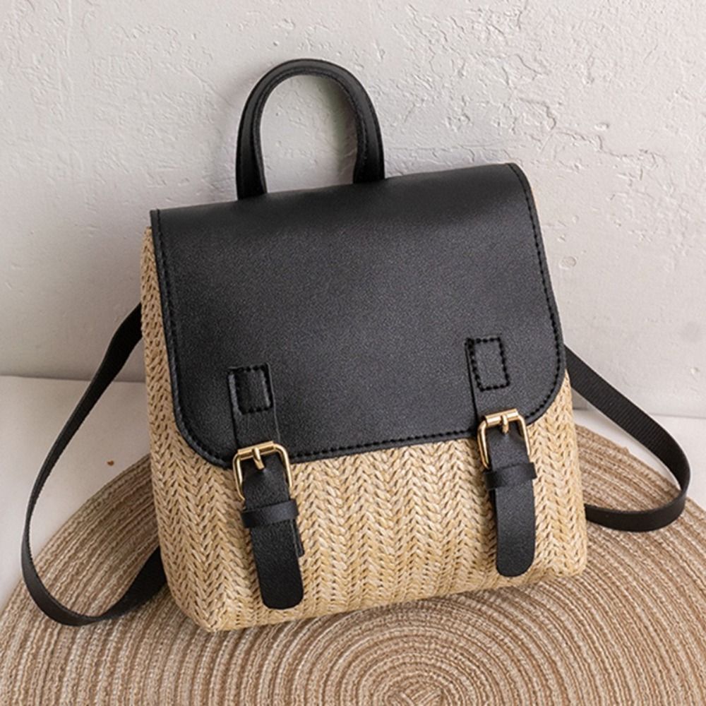 Versatile Bag PU Leather Straw - Vintage Fashion Looks ulasan dan harga