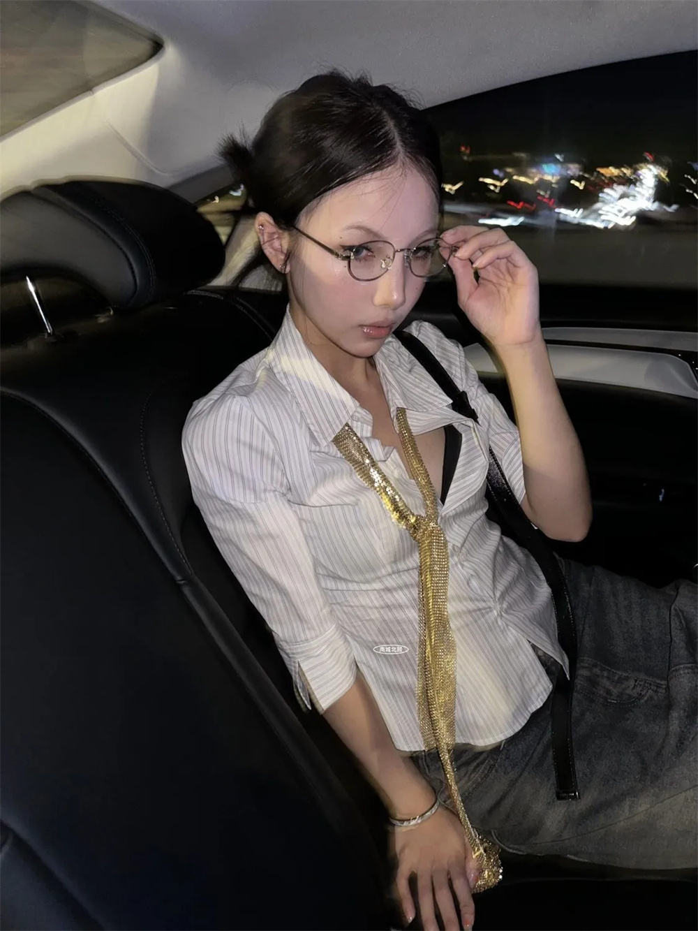 Striped Shirt Women Casual Str - Retro Vintage Korean Fashion ulasan dan harga