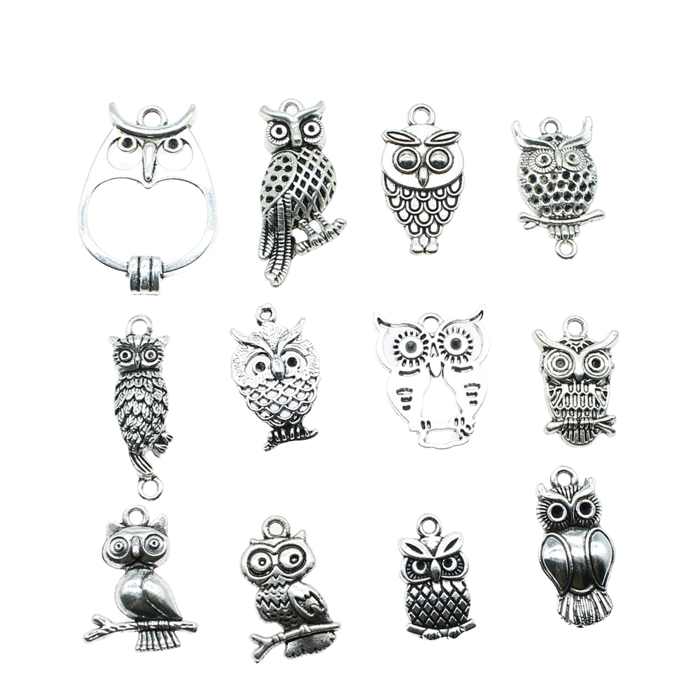 10pcs Charms Owl Antique Silve - Vintage Fashion Words ulasan dan harga