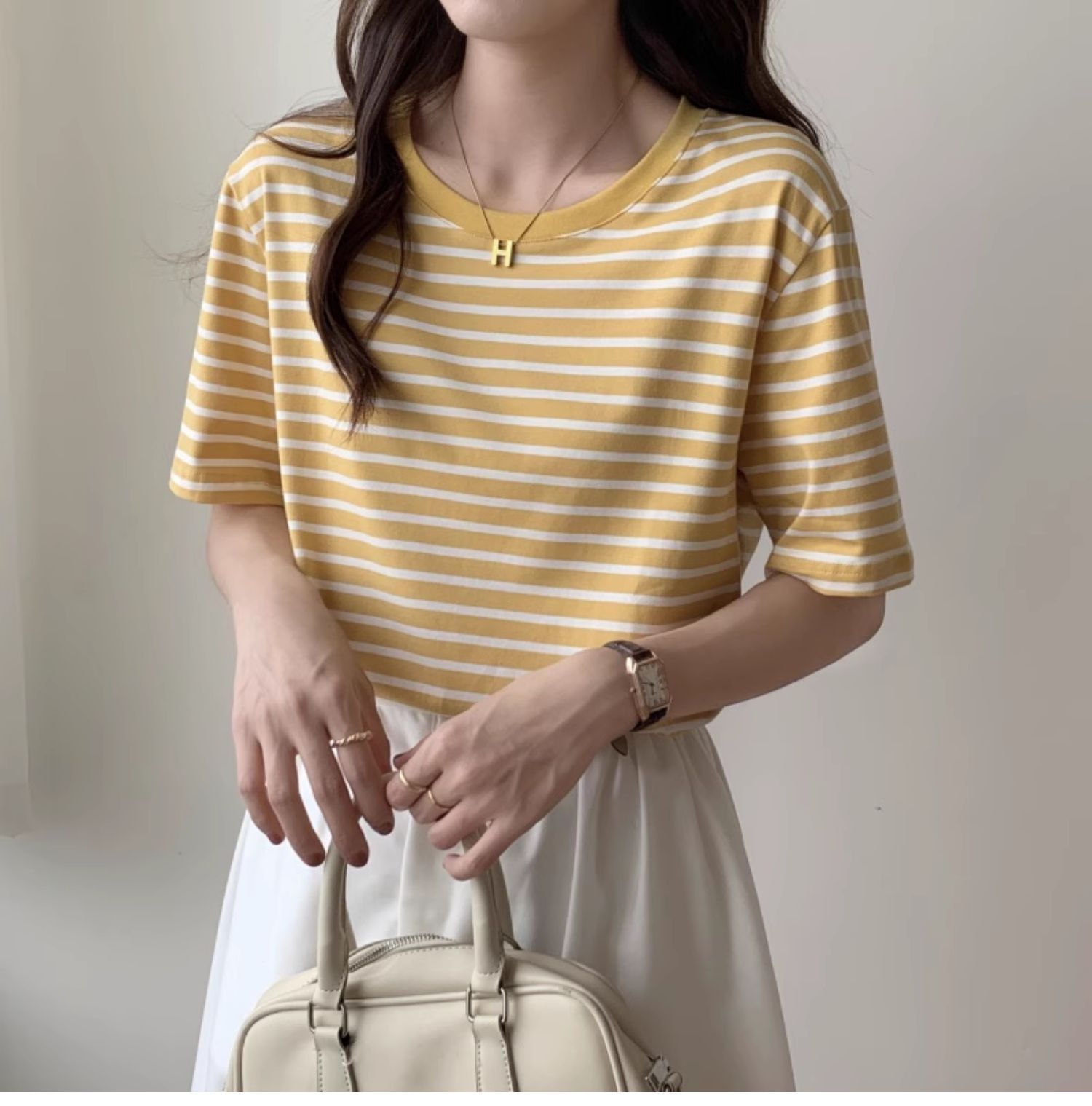 Vintage Striped T-shirt Women  - Retro Vintage Korean Fashion ulasan dan harga