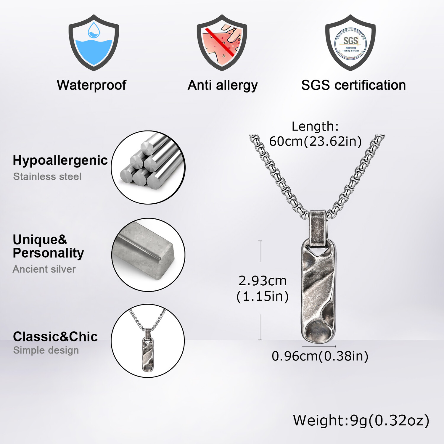 Small Dogtag Pendant Necklaces - Vintage Fashion Tags ulasan dan harga