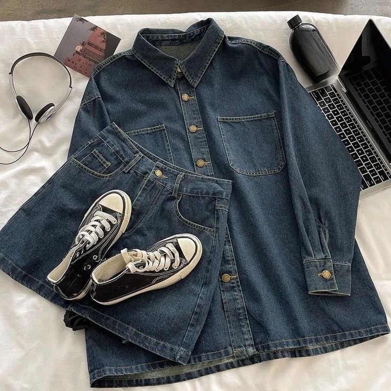 Y2K Denim Skirt Set: Vintage J - Vintage Fashion Style ulasan dan harga