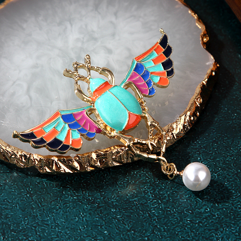 Winged Scarab Brooch Colorful  - Vintage Fashion Revival ulasan dan harga