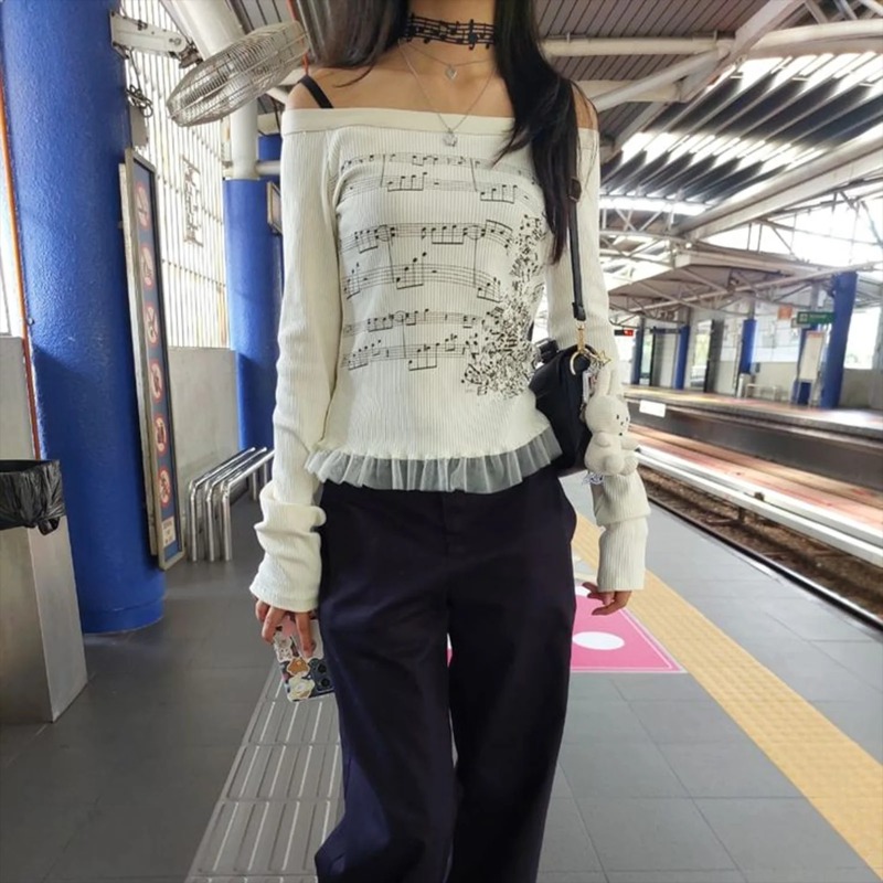 Autumn Y2K Harajuku Retro T-Sh - Retro Vintage Korean Fashion ulasan dan harga
