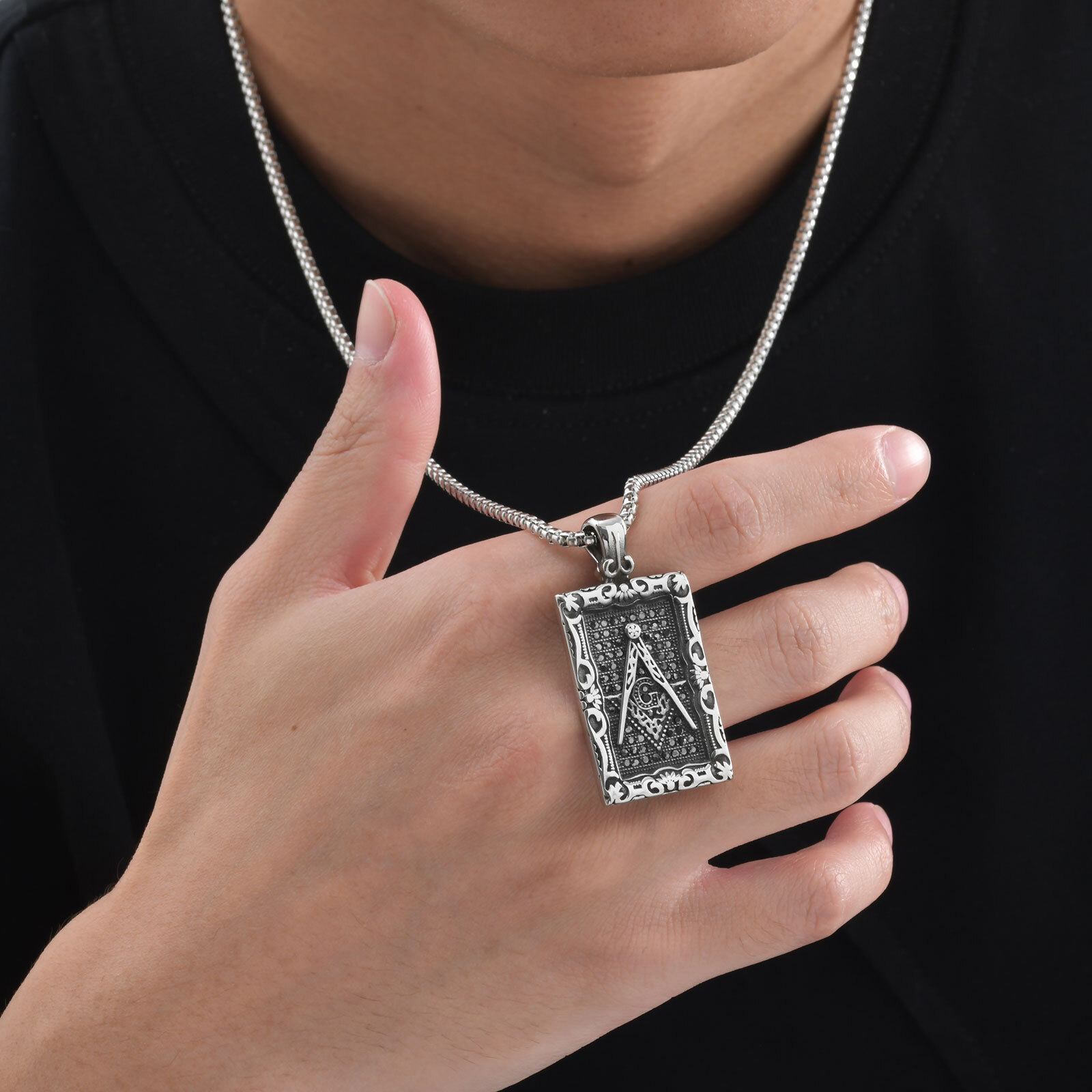 Freemason Square Pendant Neckl - Vintage Fashion Tags ulasan dan harga
