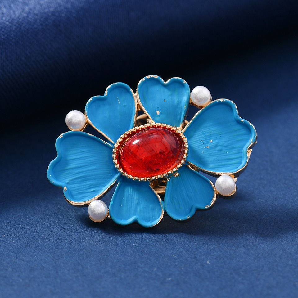 Vintage Enamel Blue Flower Bro - Vintage Fashion Wear ulasan dan harga