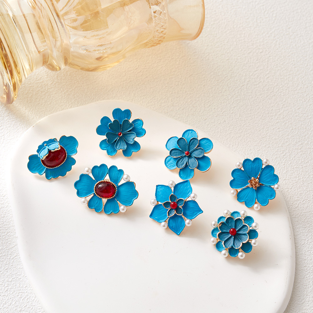 Vintage Enamel Blue Flower Bro - Vintage Fashion Wear ulasan dan harga