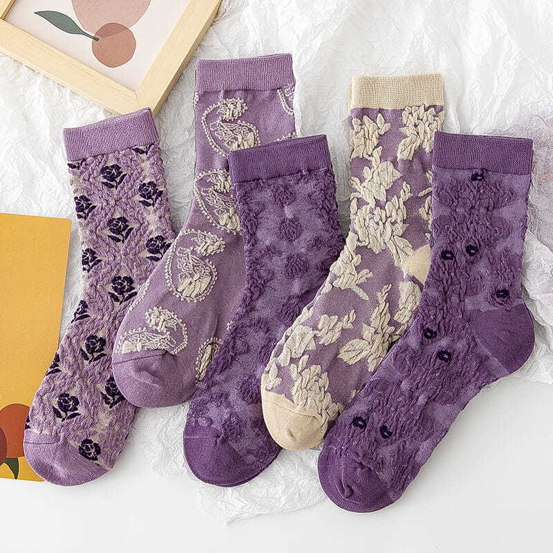 Fashion Purple Floral Embroide - Retro Vintage Korean Fashion ulasan dan harga