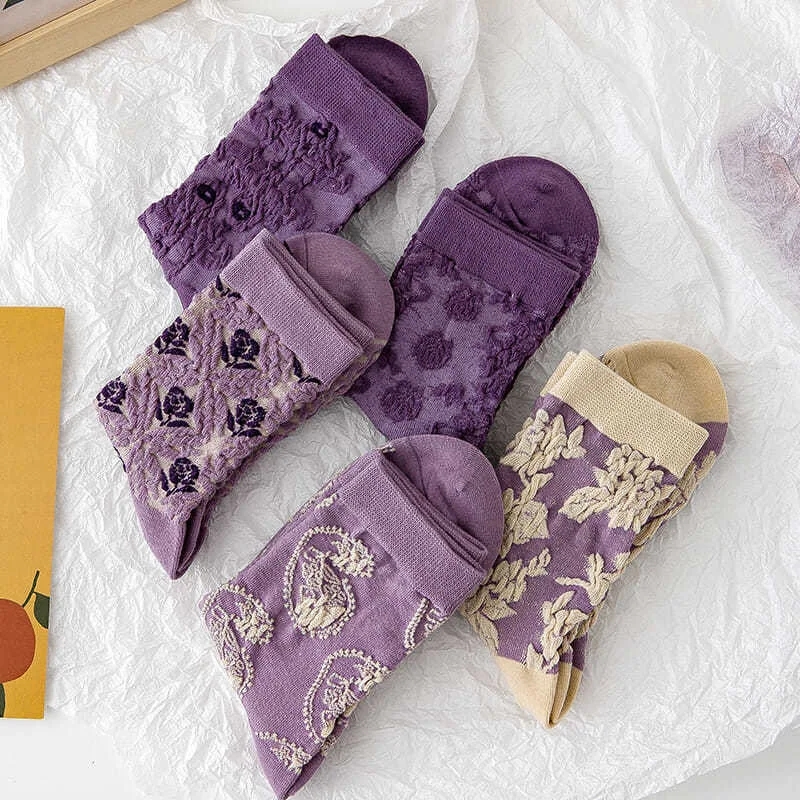 Fashion Purple Floral Embroide - Retro Vintage Korean Fashion ulasan dan harga