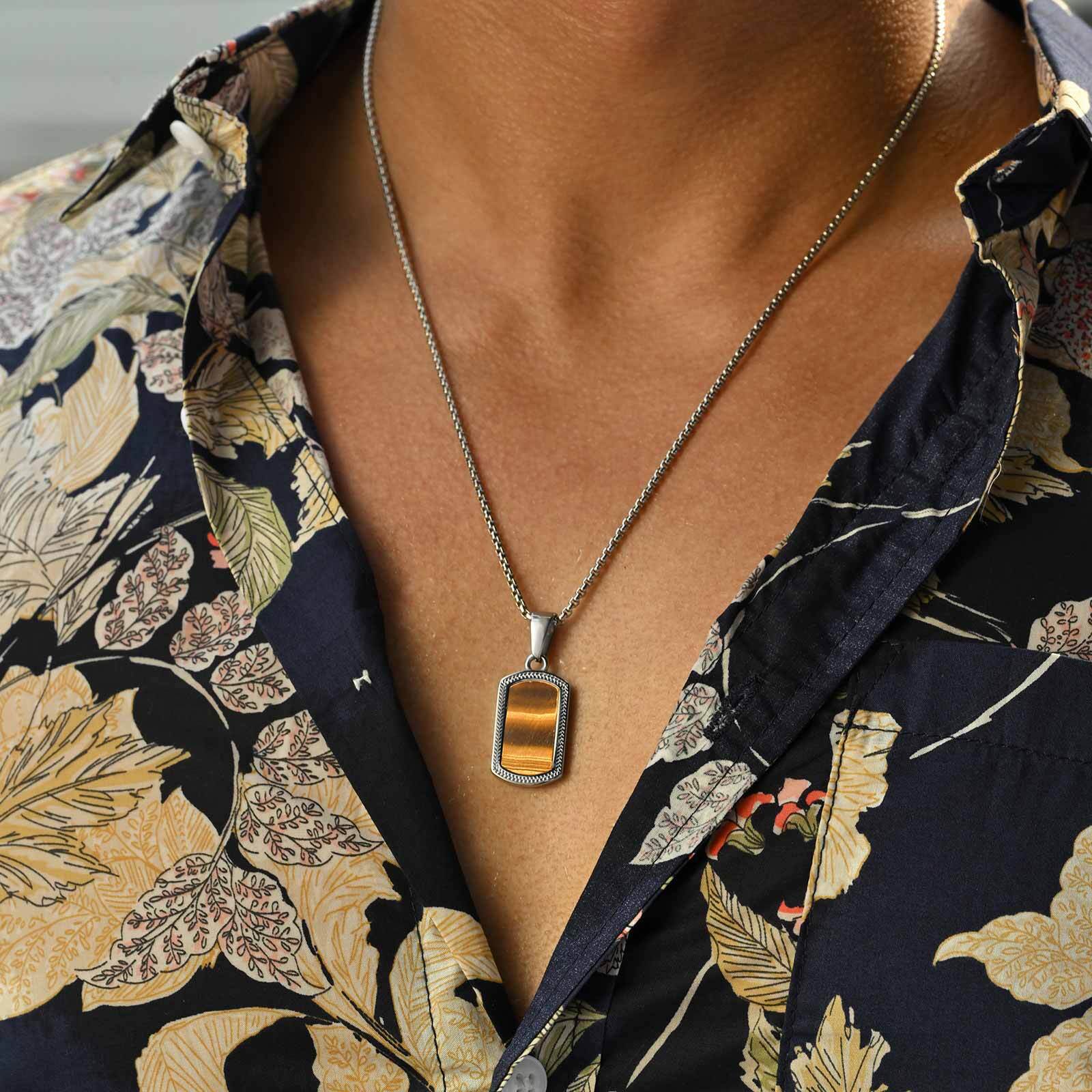 Vnox Stainless Steel Tiger Eye - Vintage Fashion Tags ulasan dan harga