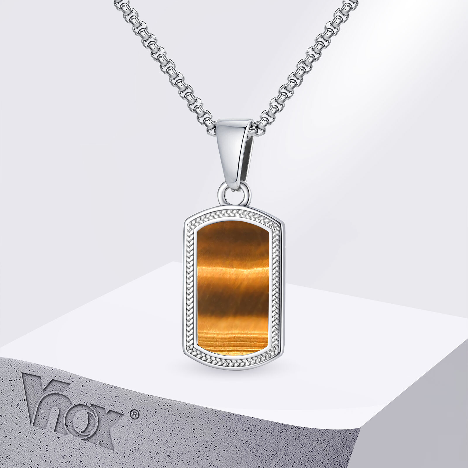 Vnox Stainless Steel Tiger Eye - Vintage Fashion Tags ulasan dan harga